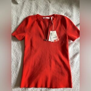 NWT Helmut Lang Zip Crewneck Tee in “Magma”
